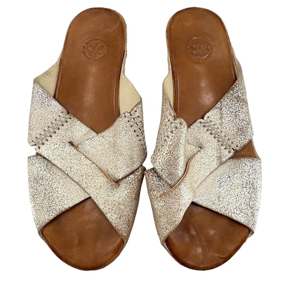 Johnston & Murphy Sonya Gold Leather Sandals Slip On Open Toe COMFY | Size 9.5 - Picture 8 of 12